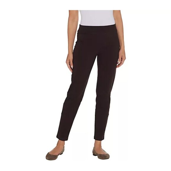 Susan Graver Chocolate Petite Premium Stretch Slim Leg Pull-On Pants Size 1X - Picture 1 of 5